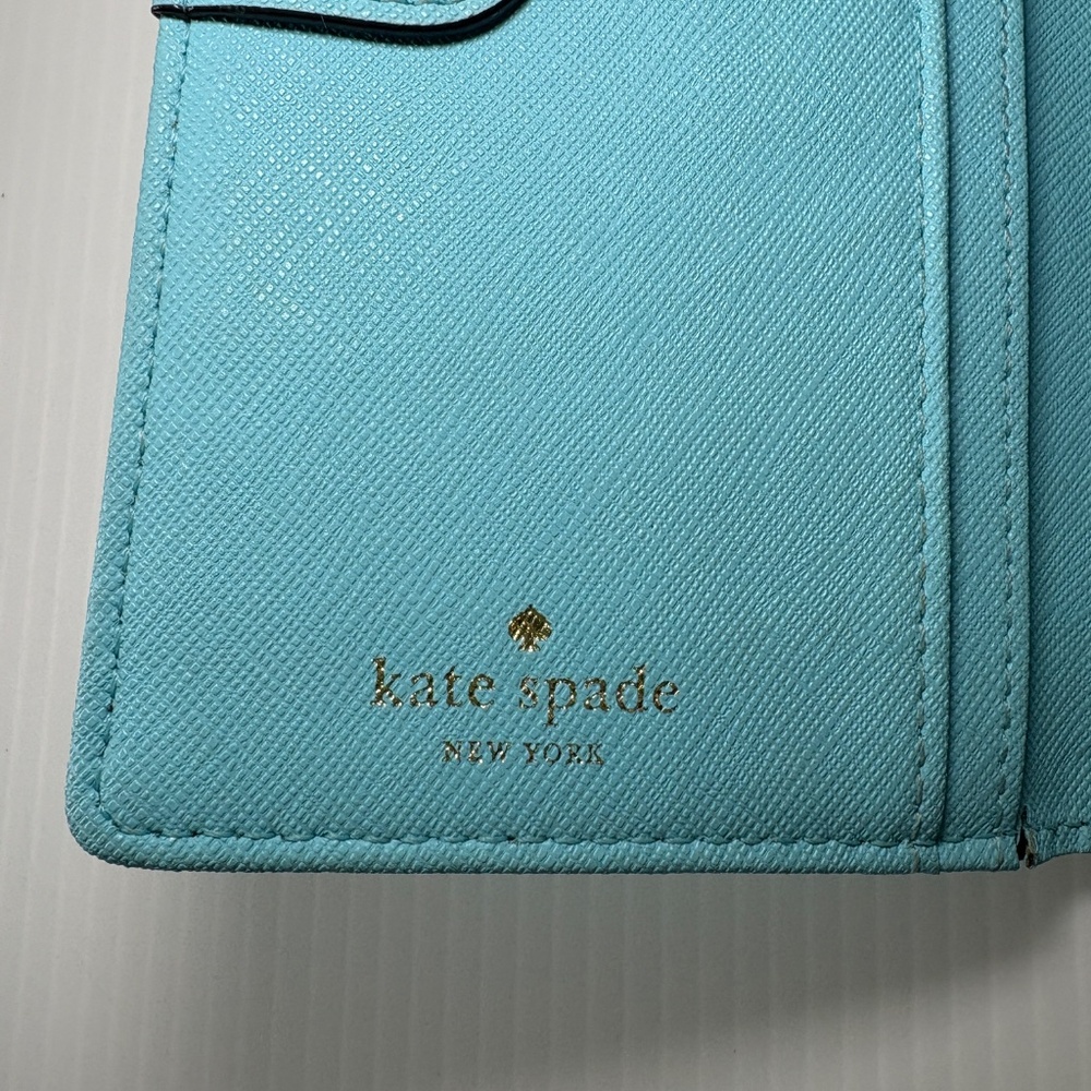 Kate Spade Grand Street Stacy Bifold Leather Slim Wallet Turquoise/Aqua/Blue - Picture 10 of 13